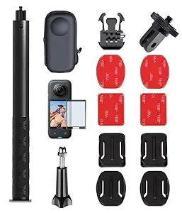 ADOFYS Accessory Kit Compatible with Insta360 One X3 with Invisible Selfie Stick, Portable Case, Screen Protector and Adhesive Mountsw