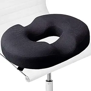 ADOFYS Memory Foam Donut Ring Cushion Pillow for Piles Hemorrhoid Coccyx Sciatic Nerve Pregnancy Tailbone Back Pain Fistula Prostate Post Natal, Surgery Pain Relief Chair and Car Seat (Black)
