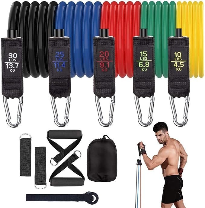 Adofys Resistance Bands Set, Exercise Bands with Door Anchor, Handles, Carry Bag, Legs Ankle Straps for Resistance Training, Physical Therapy, Home Workouts,Yoga, Pilates Stackable up to 100 lbs.