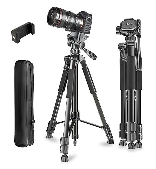 Adofys 70 Aluminium Tripod for Phone with Travel Bag and Phone Holder |Operating Height: 70 inch | Maximum Load Capacity Upto 5kg | Compatible with All Cameras, Cell Phones, Projector, Webcam