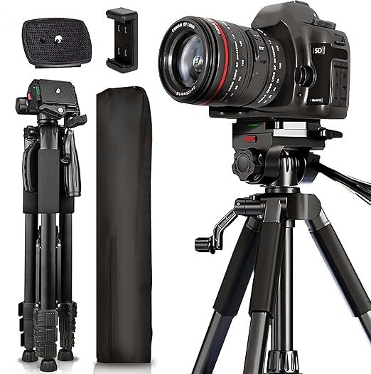 Adofys 76? Professional Aluminium Camera Tripod with Travel Bag and Phone Holder |Operating Height: 76 inch | Maximum Load Capacity up to 10kg | Compatible with All Cameras, Cell Phones, Projector