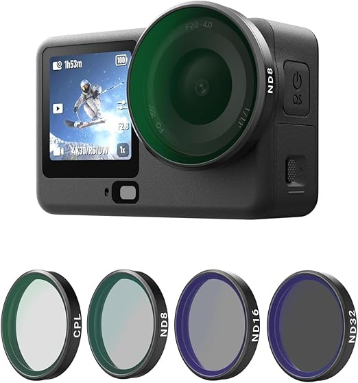 Adofys CPL ND Filter Kit for DJI Osmo Action 6, 4 Pack CPL ND8 ND16 ND32 Action 6 Filter, Snap-On Neutral Density Polarising Filter, HD Optical Glass/Multi-Coated Filters.