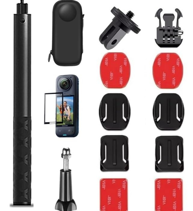 ADOFYS Accessory Kit Compatible with Insta360 One X4(Only) with Invisible Selfie Stick, Portable Case, Screen Protector and Adhesive Mounts