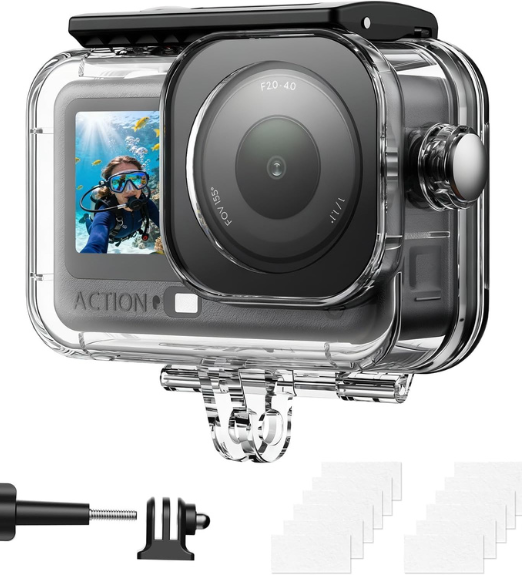 ADOFYS Action 6 Waterproof Case for DJI Osmo Action 6 Camera, with Anti-Fog Underwater Housing Shell Cage Supports 60M/196FT Deep Diving Scuba Snorkeling Swimming with Quick Release Screw.