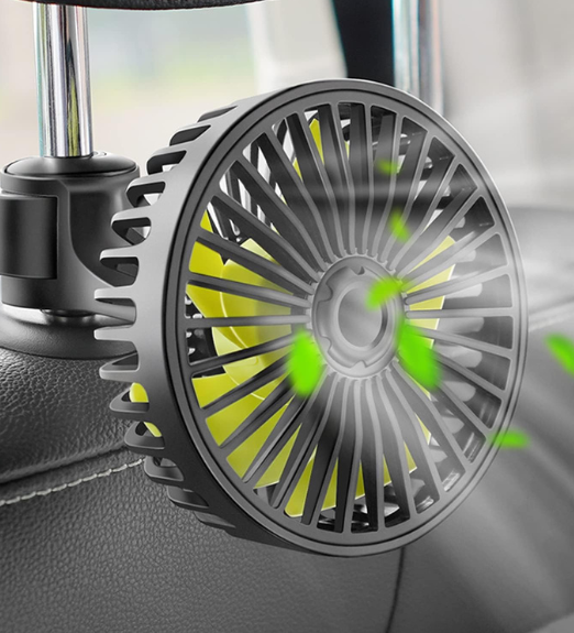 ADOFYS Car Fan for Backseat, USB Powered Car Rear Seat Headrest, 3 Speeds and 360 Degree Rotatable Cooling Fan, Powerful Air Circulation Fan