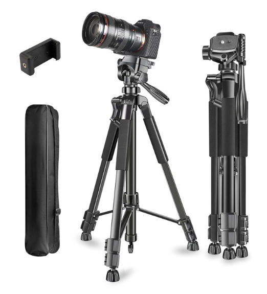 Adofys 70” Aluminium Tripod for Phone with Travel Bag and Phone Holder |Operating Height: 70 inch | Maximum Load Capacity Upto 5kg | Compatible with All Cameras, Cell Phones, Projector, Webcam