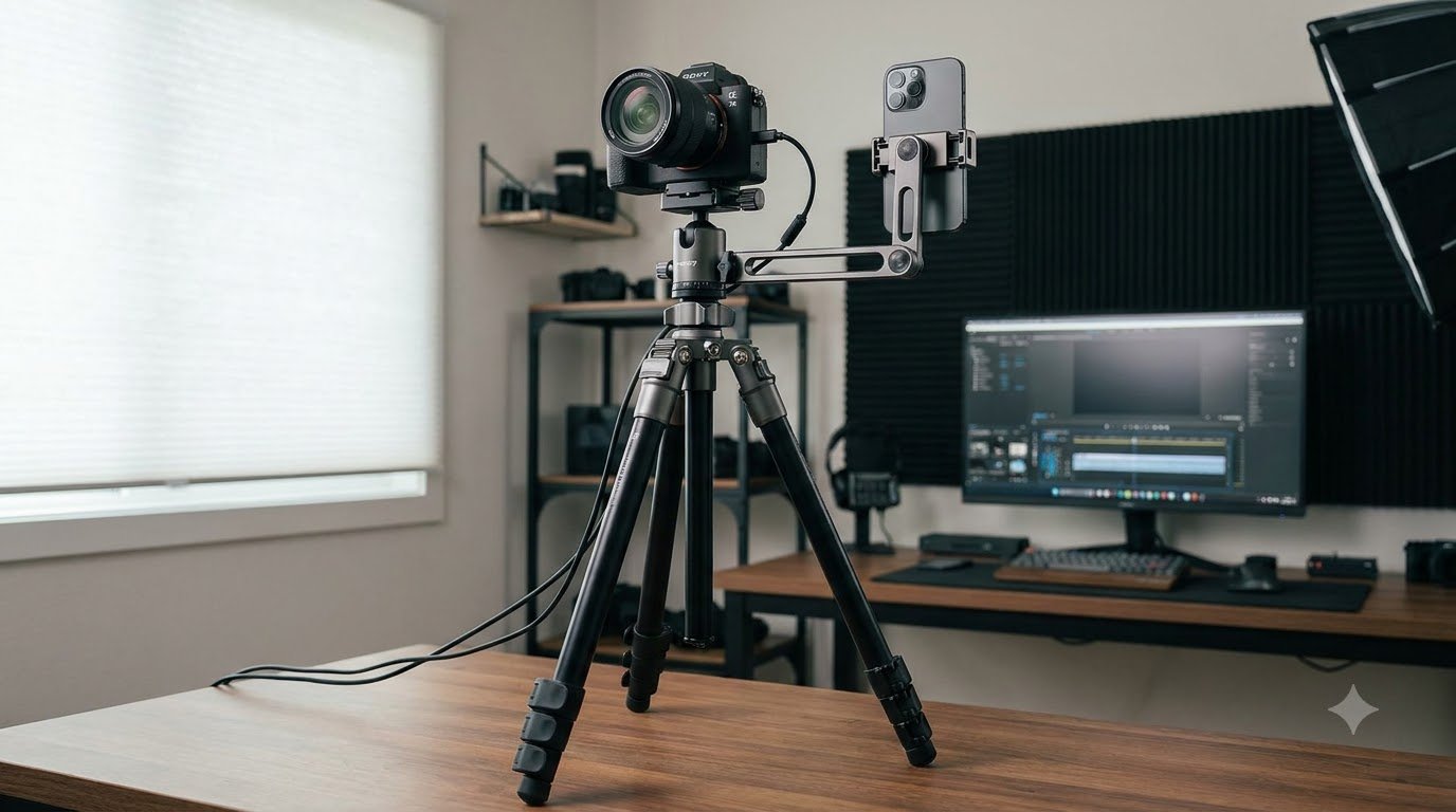 camera tripod with phone holder